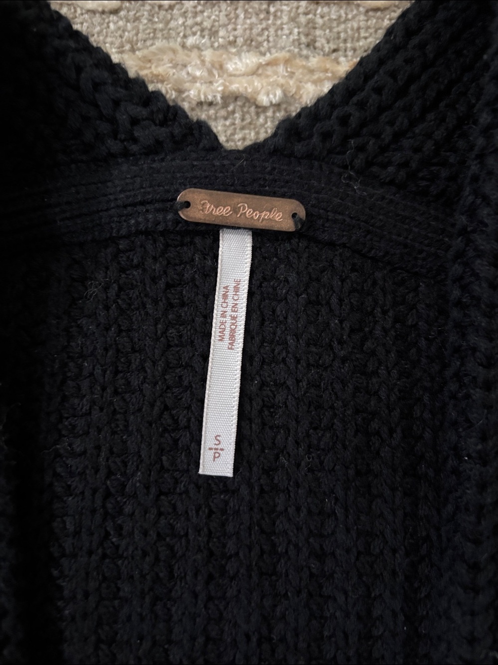 Free People Black Cozy Open-Front Black Ribbed Cardigan Sweater Size S - Picture 8 of 13